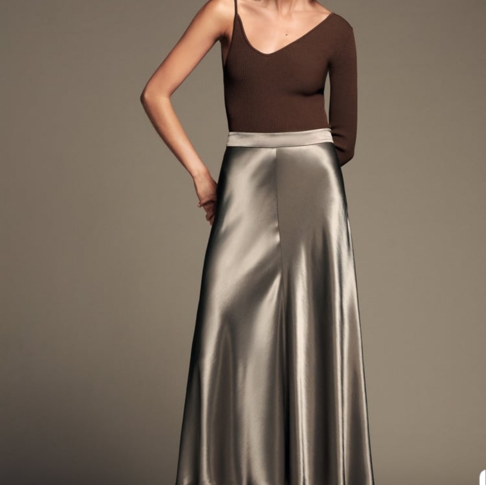 ZARA Satin Effect Midi Skirt - Picture 2 of 4